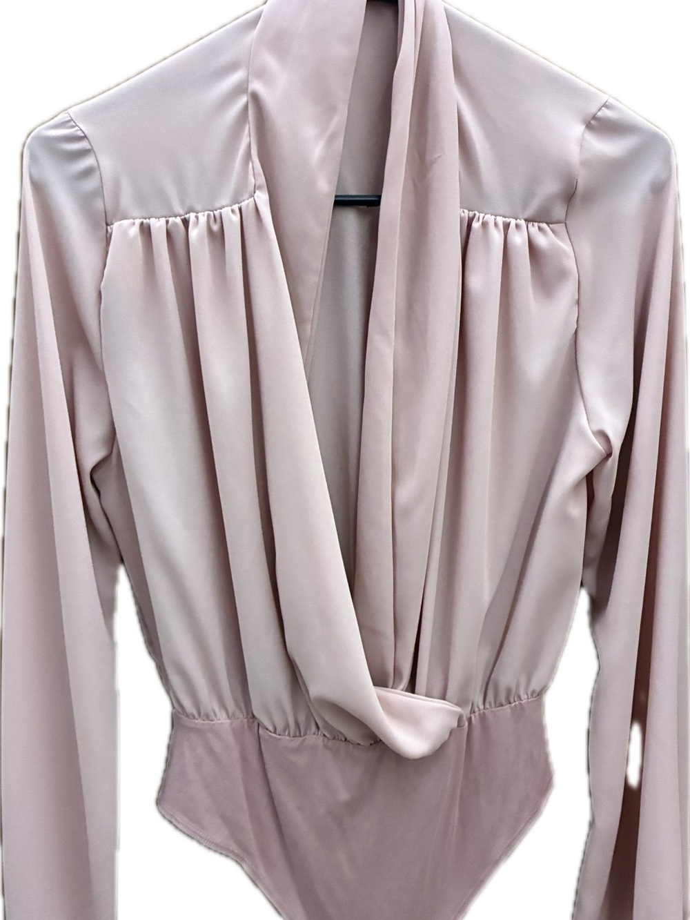 Bella Canvas Blush Draped V-Neck Long Sleeve Bodysuit